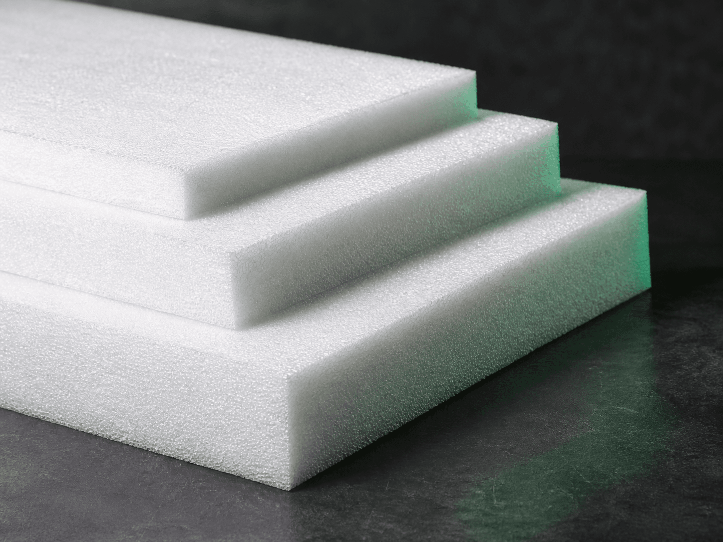 White EPE foam sheets in several thicknesses