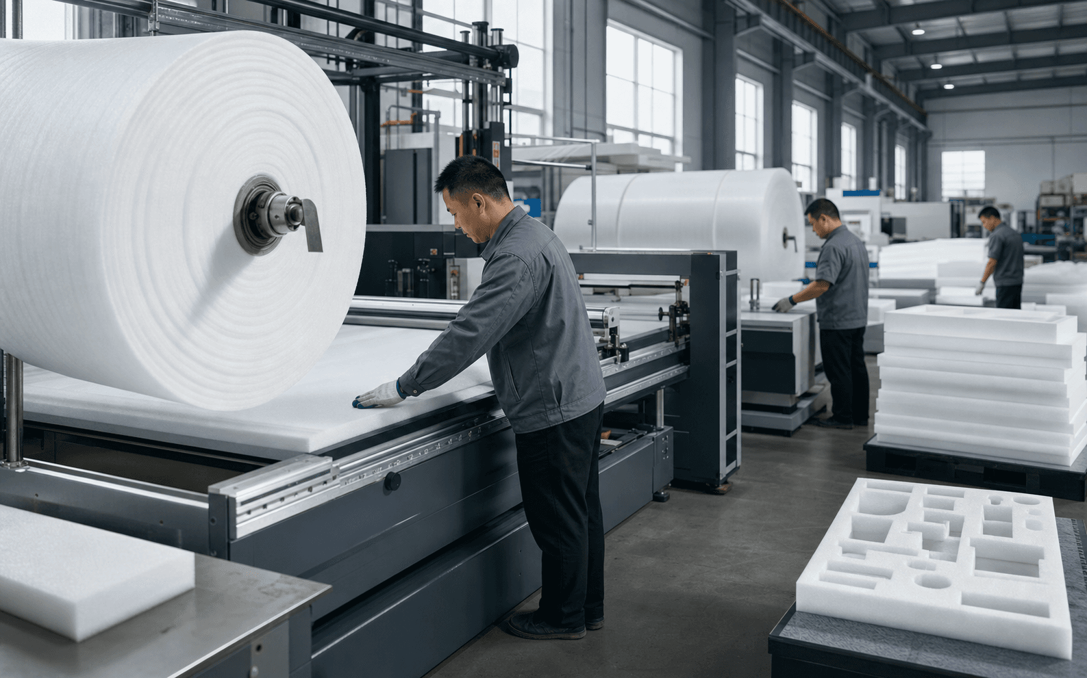 Temporary visual of an integrated EPE foam manufacturing facility