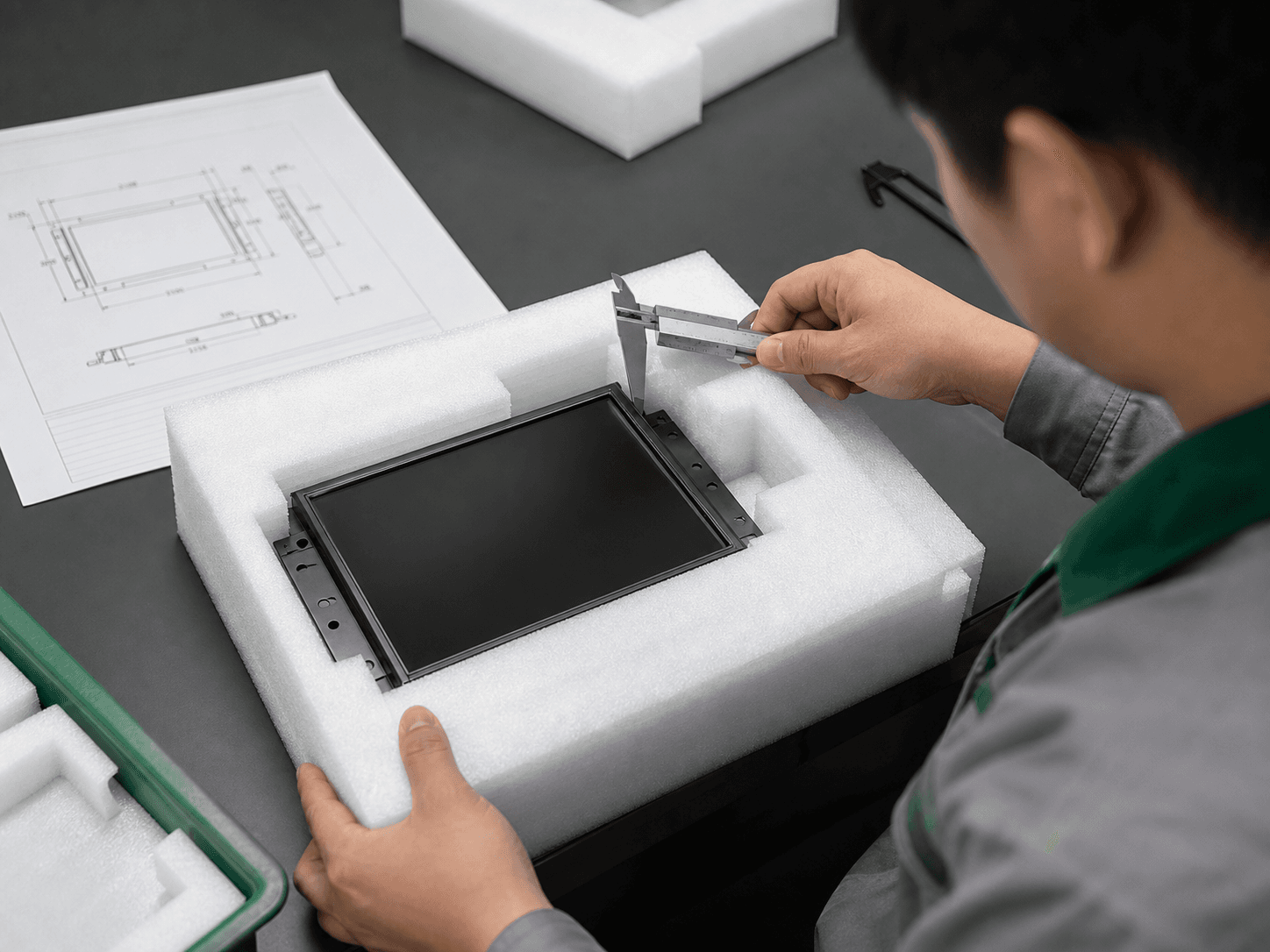 Dimension and fit inspection of finished foam packaging